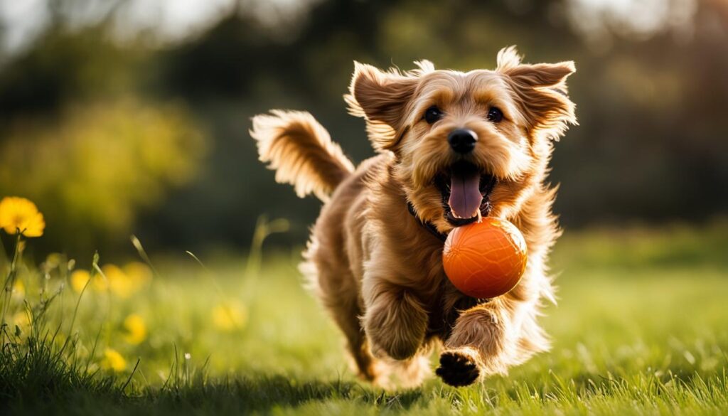 norfolk terrier playing in the park